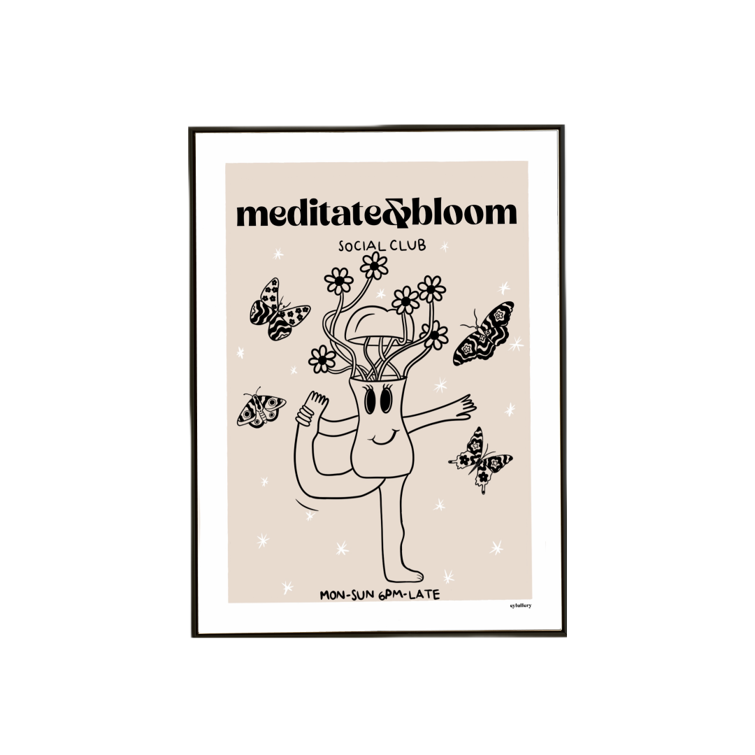 Meditate & Bloom.  Illustration.poster - BLOOM