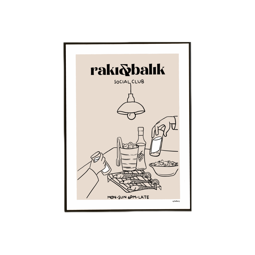 Rakı & Balık.  Illustration.poster - RAKI